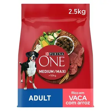 PURINA ONE Medium/Maxi Adulto -Rico em Vaca