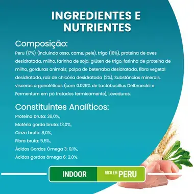 PURINA ONE Indoor - Rico em Peru e Cereais Integrais