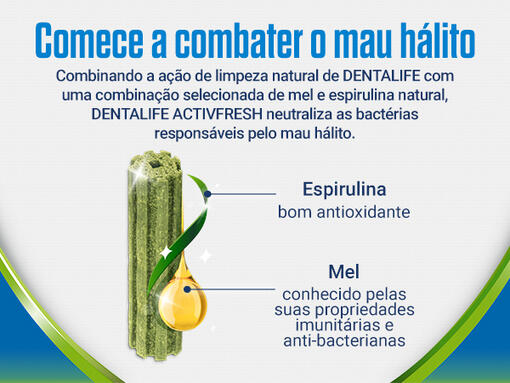 Snack DentaLife ActivFresh com espirilina e mel