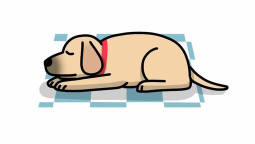 ilustração de cão a dormir em superfície fria