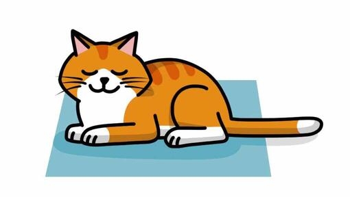 ilustração de gato sentado a dormir em posição ereta