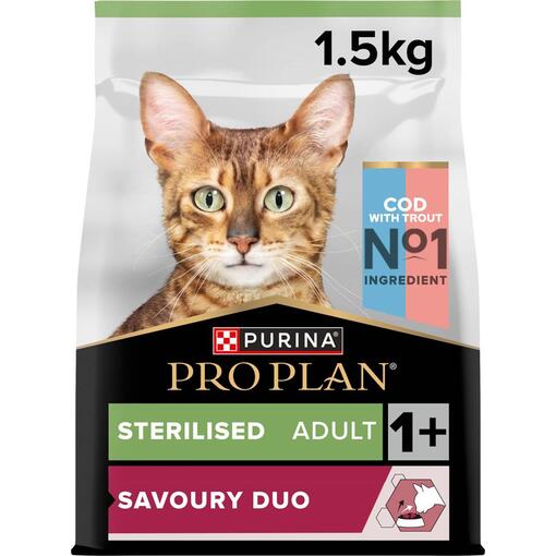 PRO PLAN Sterilised Adult 1+ SAVOURY DUO Rico em Bacalhau com Truta